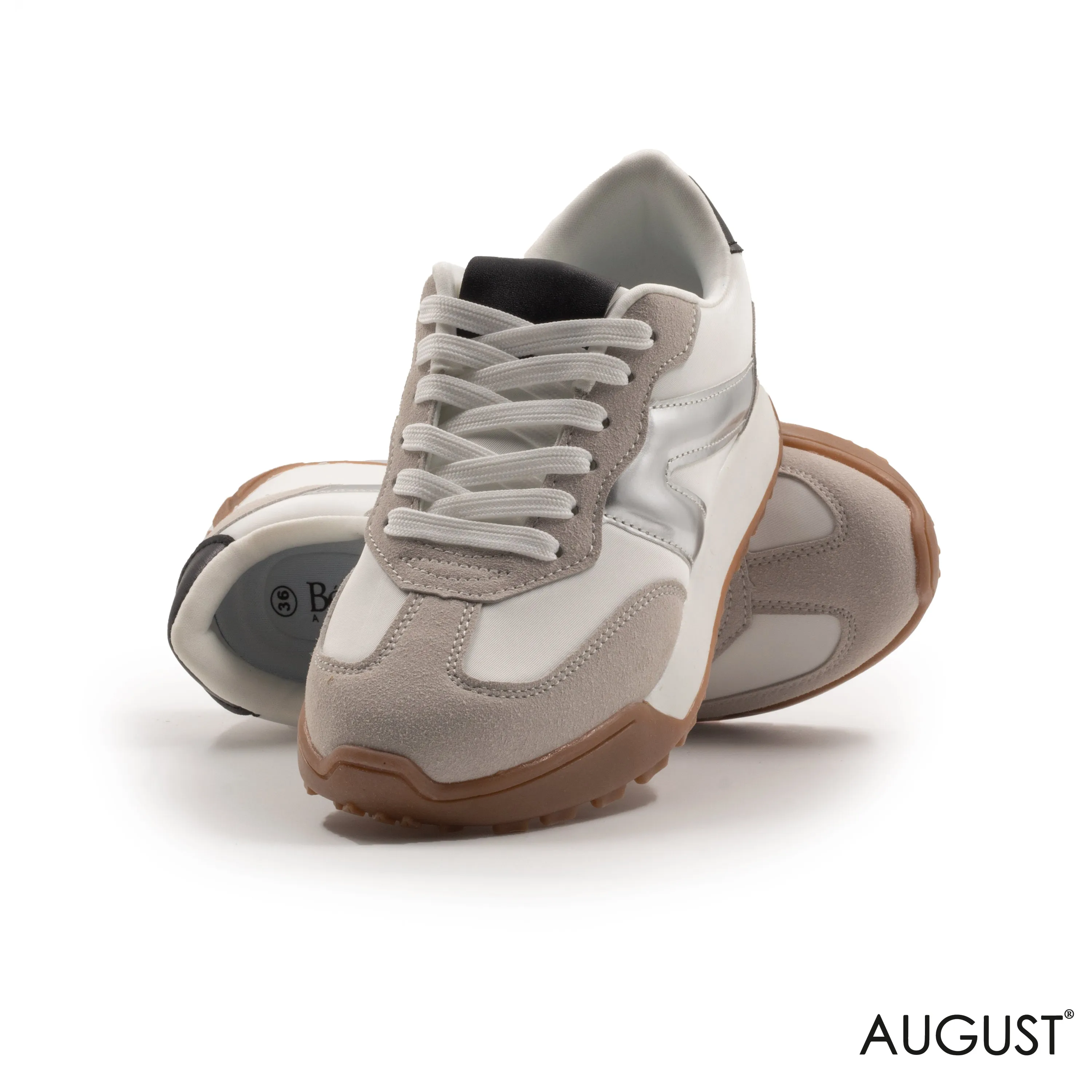 SNEAKERS NYLON-BLEND AND TRIMMED WITH LEATHER AND SUEDE RUBBER SOLE