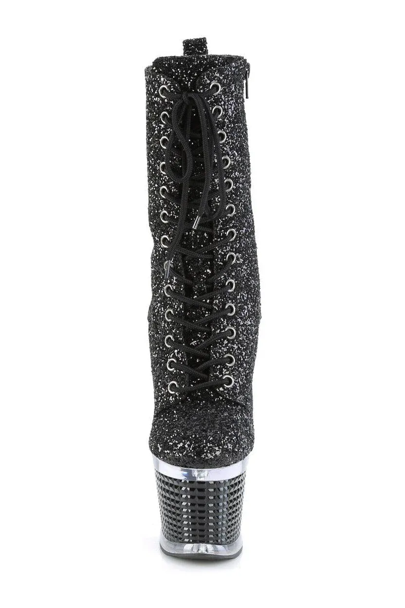 SPECTATOR-1040G Knee Boot | Black Glitter