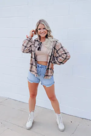 Spencer Plaid Button Down Flannel - Brown