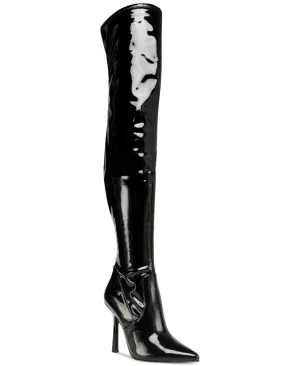 Steve Madden Women's Vanquish Over-the-Knee Thigh-High Boots Black Patent 11M