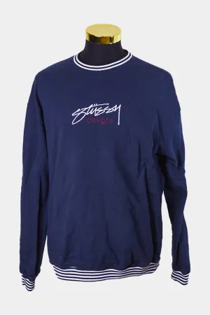 STUSSY Navy Ebroidered Logo Sweater