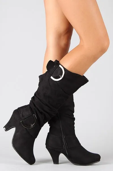 Suede Knee High Boots Sexy Vintage Low Heel Boots Spring Autumn Buckle Shoes Casual Winter Pumps 34-43