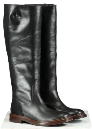 TODS Black Leather Knee Boots UK 6 EU 39 👠