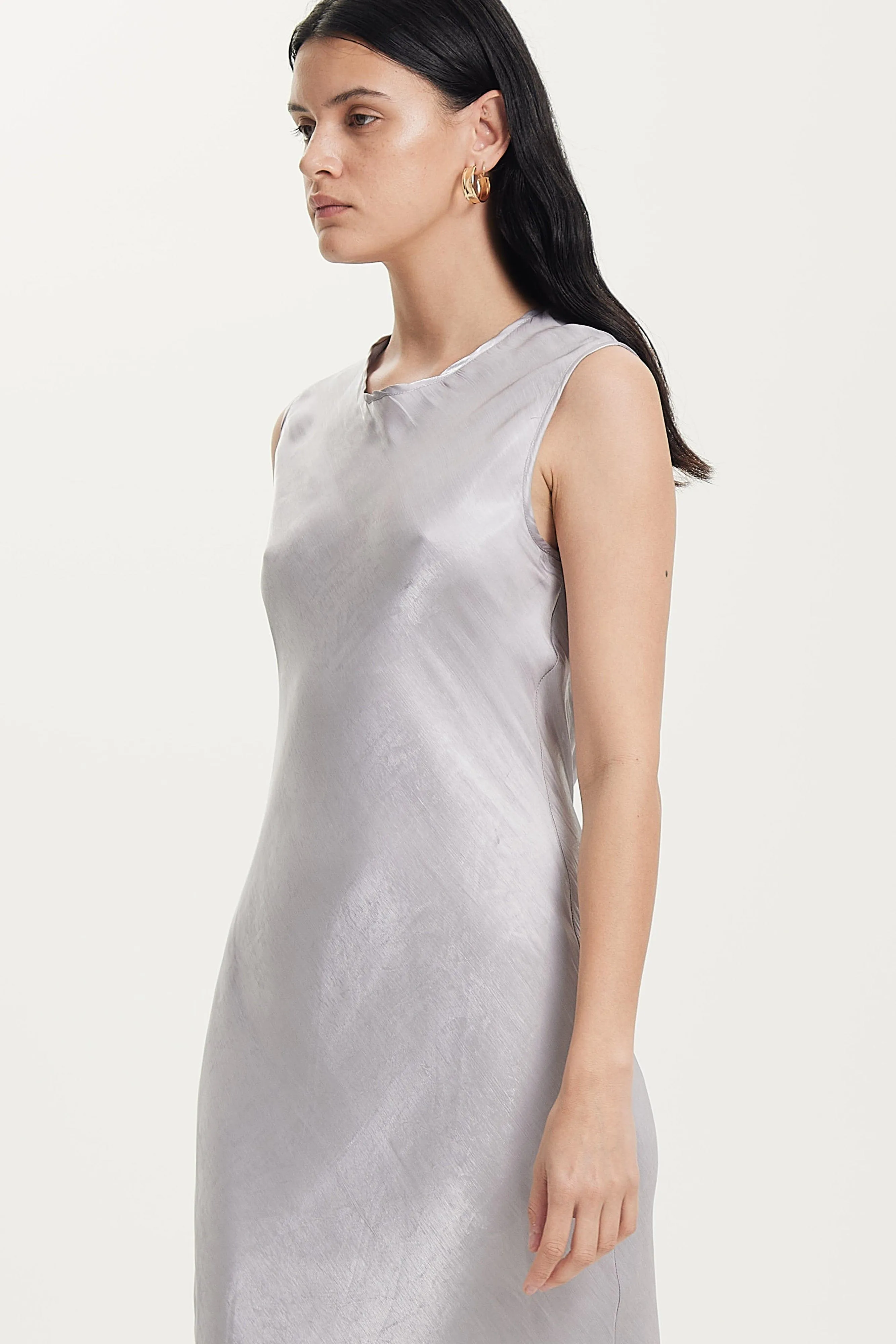 UNTAMED BIAS TANK DRESS | SILVER