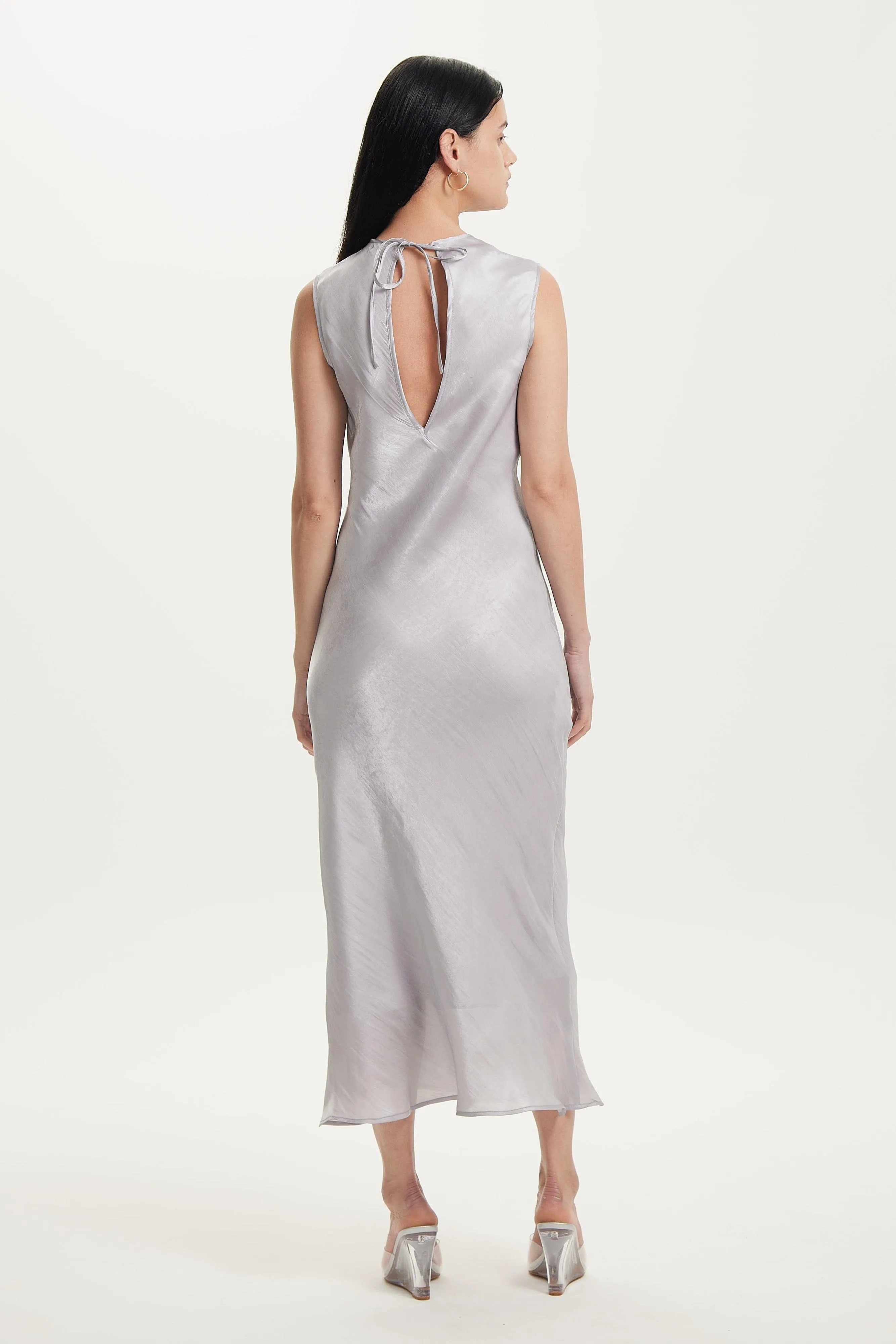 UNTAMED BIAS TANK DRESS | SILVER