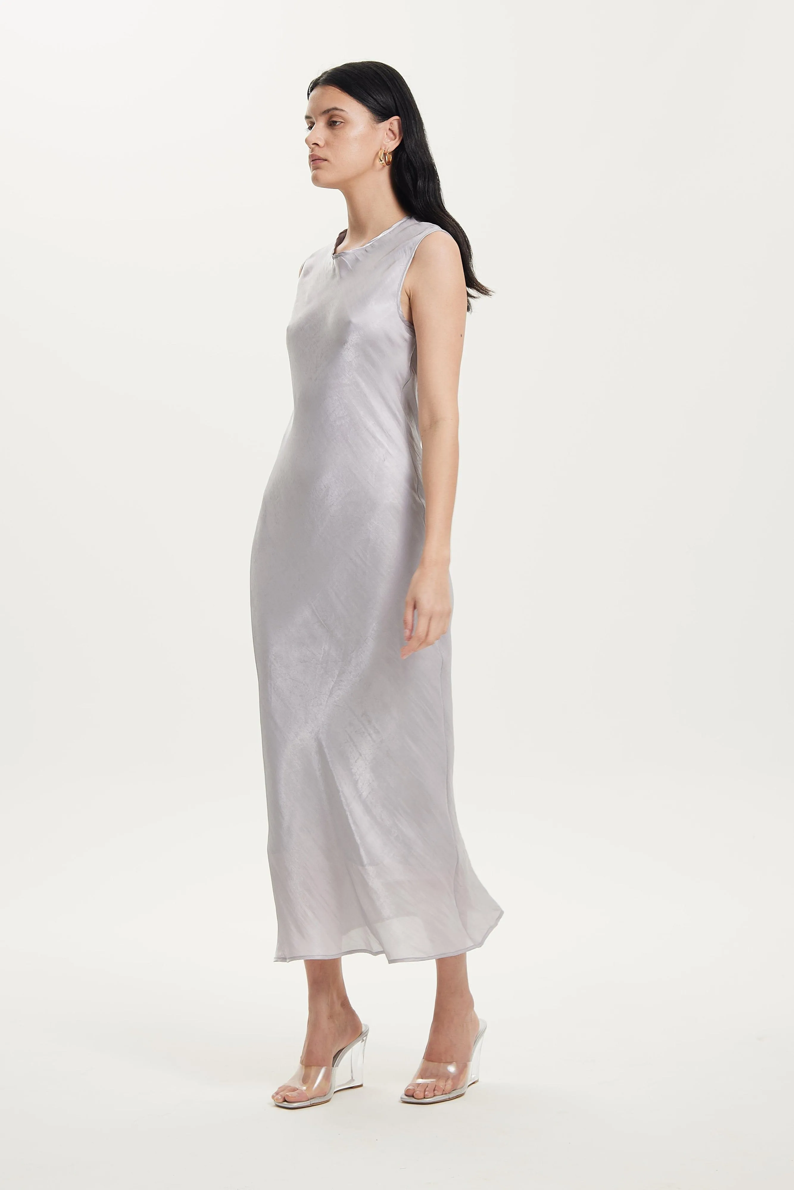 UNTAMED BIAS TANK DRESS | SILVER