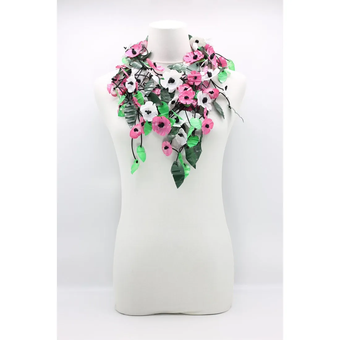 Upcycled Plastic Bottles Poppy Necklace - Pink/Green