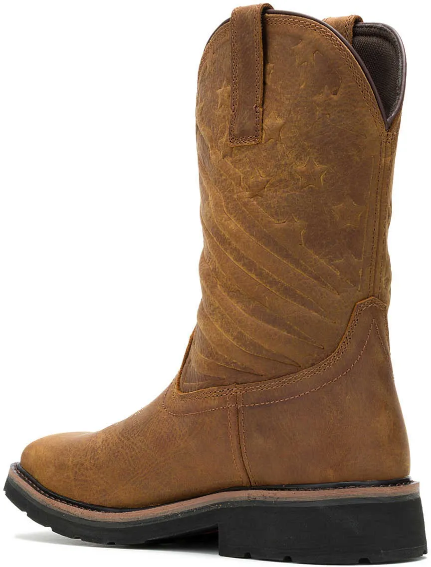 Wolverine Men's Rancher Flag Soft Toe WP Wellington Western Work Boot -Brown- W240056