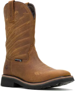 Wolverine Men's Rancher Flag Soft Toe WP Wellington Western Work Boot -Brown- W240056