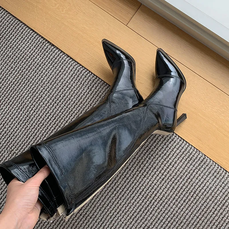 Women Knee High Boots Genuine Leather