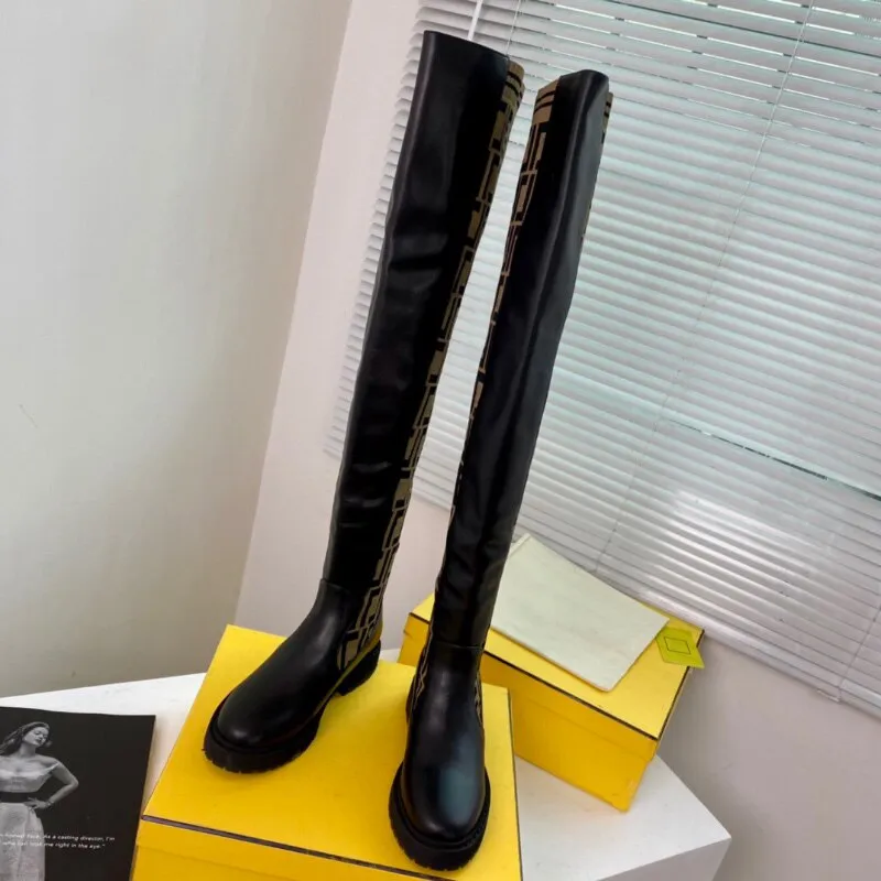 Women Patterned Embossed over knee high boot