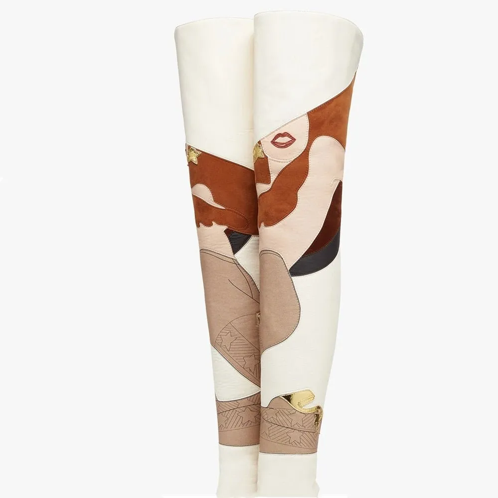 Women White Thigh High Over The Knee Boots