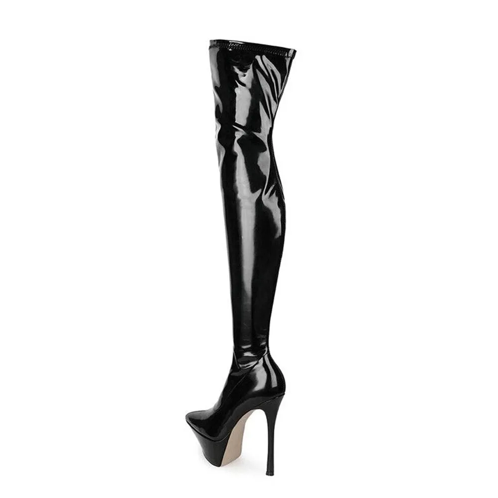 Women's Shoes Waterproof Platform Fashion Side Zip Pointed Toe High Boots