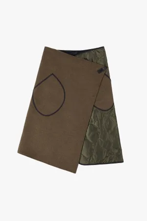 Wool Quilt Skirt - Army / Black