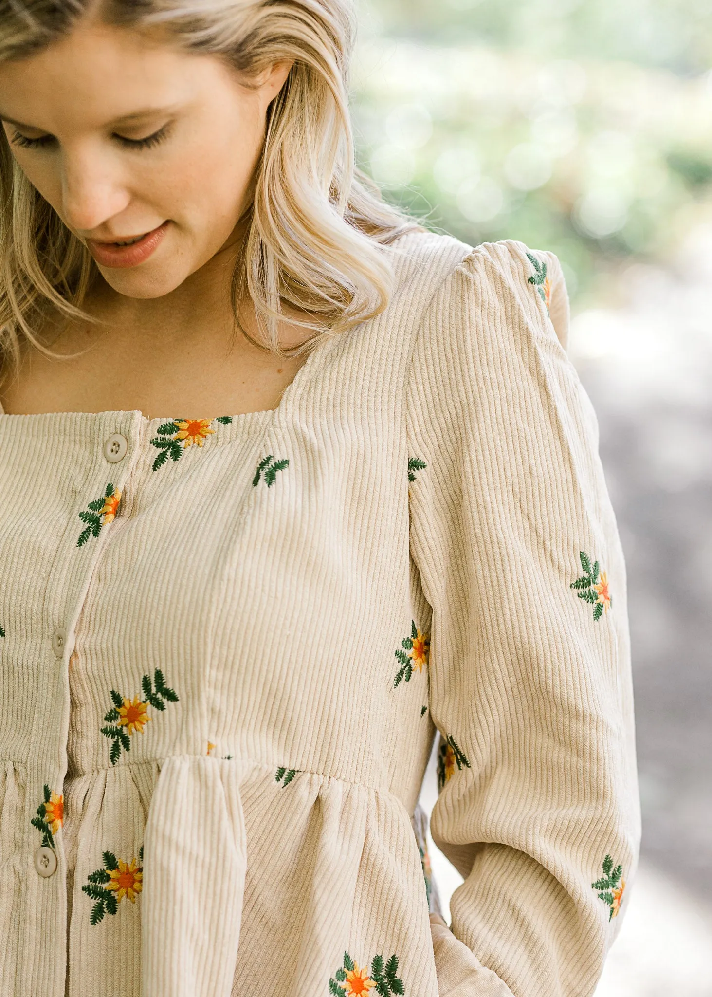X Sunflowers Ivory Corduroy Dress