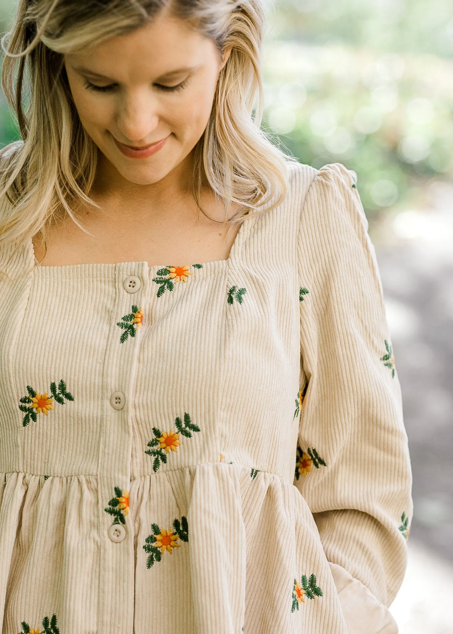 X Sunflowers Ivory Corduroy Dress